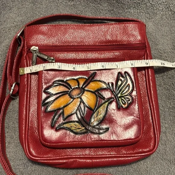 Genuine leatherr hand painted cross body bag - Picture 4 of 5
